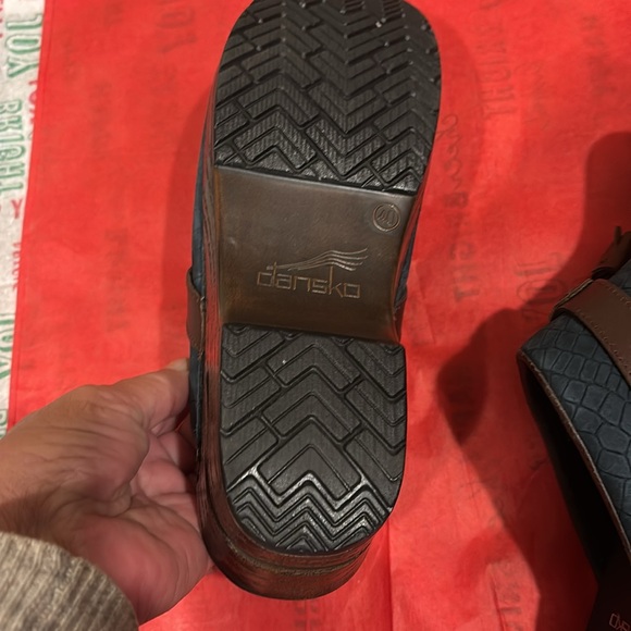 Retired Dansko Leather MULES: Blue W/ Brown Tassel: Women’s size 40 - Picture 4 of 5